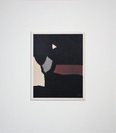 Nicolas DE STAËL (d’après) - Composition fond noir, 1958 - Lithographe signée et datée 2