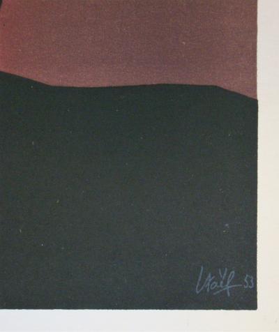 Nicolas DE STAËL (d’après) - Composition fond noir, 1958 - Lithographe signée et datée 2
