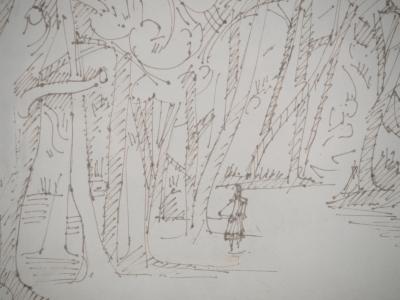 André LHOTE - Promenade en forêt - Dessin original, signé 2