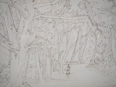 André LHOTE - Promenade en forêt - Dessin original, signé 2