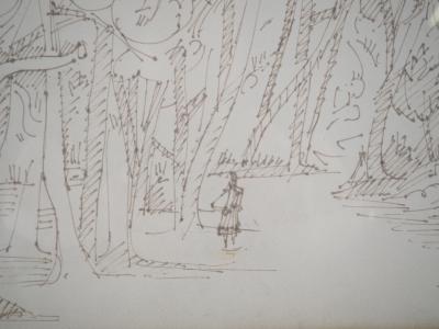 André LHOTE - Promenade en forêt - Dessin original, signé 2