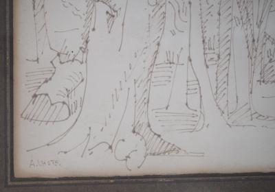 André LHOTE - Promenade en forêt - Dessin original, signé 2