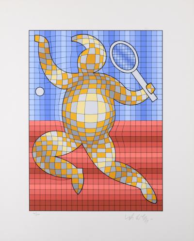 Victor VASARELY - Tennis player, 1987 - Original silkscreen (Hand-signed & numbered!) 2