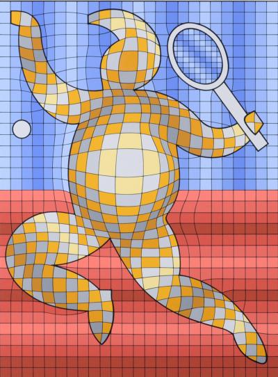 Victor VASARELY - Tennis player, 1987 - Original silkscreen (Hand-signed & numbered!) 2
