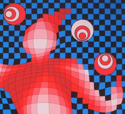 Victor Vasarely - Personnage cinétique - Sérigraphie originale, Signée 2