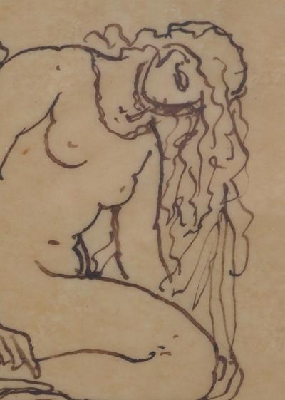 Emile Bernard - Nu agenouillé - Dessin original, signé 2