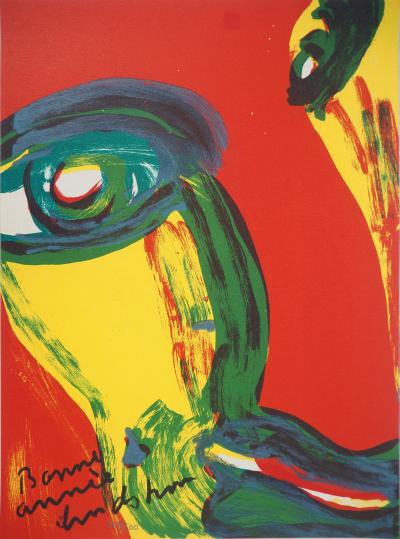 Bengt Lindström - Portrait fauve - Lithographie originale, signée 2