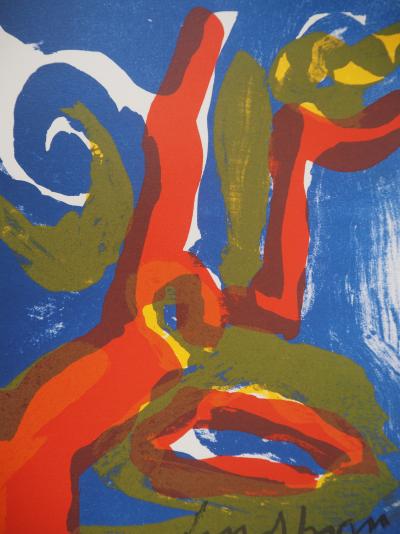 Bengt Lindström - Visage bleu - Lithographie originale, signée 2