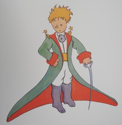 Antoine de Saint-Exupéry - Le petit prince et son manteau, 2022 - Photolithographie en couleurs 2