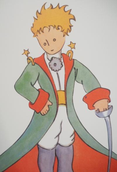 Antoine de Saint-Exupéry - Le petit prince et son manteau, 2022 - Photolithographie en couleurs 2