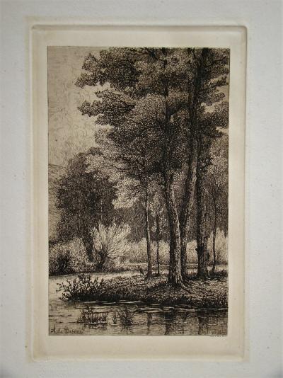 Aristide DE BISEAU - Paysage, 1876 - Gravure originale signée 2