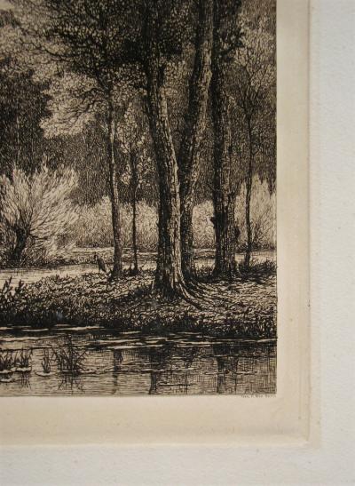 Aristide DE BISEAU - Paysage, 1876 - Gravure originale signée 2