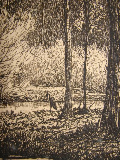 Aristide DE BISEAU - Paysage, 1876 - Gravure originale signée 2