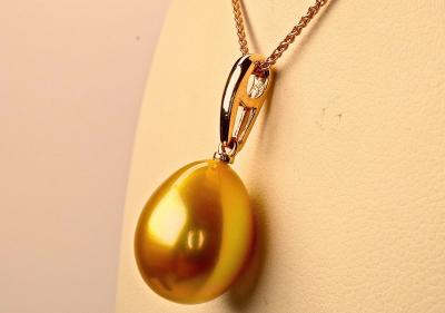 Rare grosse perle dorée AAA naturelle des mers d’Australie de 12/13mm, 2
