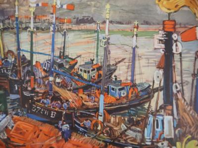 Mathurin MEHEUT - Bretagne : La flottille artisanale au soutage, c. 1955 -  Héliogravure en couleur, Signée 2