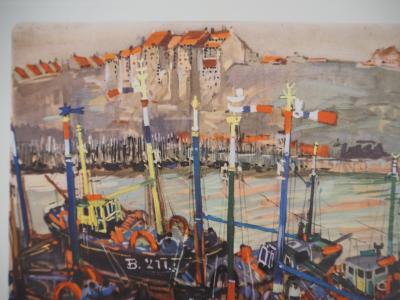 Mathurin MEHEUT - Bretagne : La flottille artisanale au soutage, c. 1955 -  Héliogravure en couleur, Signée 2