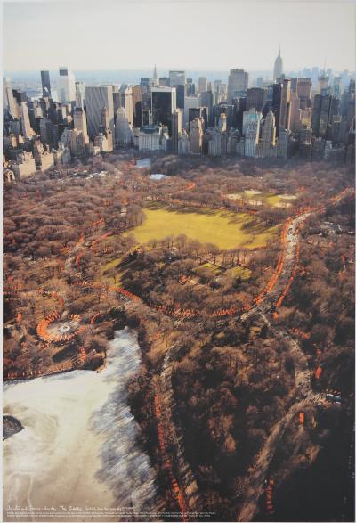 Christo et Jeanne-Claude - Central Park New York : Aerial View of the Gates, 2005 - Affiche originale d’époque 2