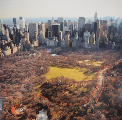 Christo et Jeanne-Claude - Central Park New York : Aerial View of the Gates, 2005 - Affiche originale d’époque 2