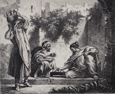 Georges MICHEL (d’après) - Tronçon d’arbre en travers d’un route, 1873 - Gravure signée 2