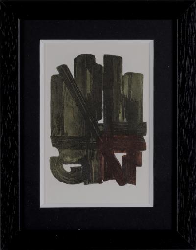 Pierre SOULAGES (D'après) - Gouaches et gravures (I), 1957 - Estampe procédé Jacomet (Pochoir) - Encadrée ! 2