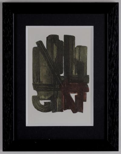 Pierre SOULAGES (D'après) - Gouaches et gravures (I), 1957 - Estampe procédé Jacomet (Pochoir) - Encadrée ! 2
