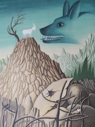 Raymond PEYNET - La chèvre et le loup - Lithographie originale signée au crayon et numérotée 2