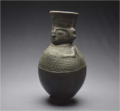 Culture Chimù, Pérou, Vase cérémoniel anthropomorphe en céramique vernissée, 1000 - 1470 ap J. -C.