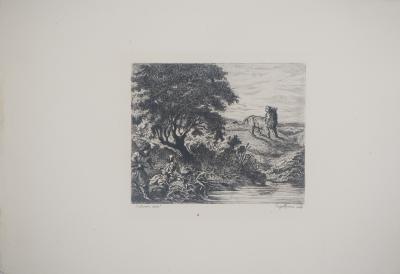 Eugène DELACROIX (d’après) Chasse au lion - Gravure d’après peinture 2