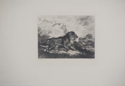 Antoine Louis Barye (d’après) Lion rugissant - Gravure d’après peinture 2