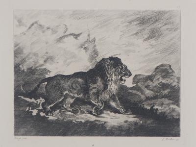 Antoine Louis Barye (d’après) Lion rugissant - Gravure d’après peinture 2