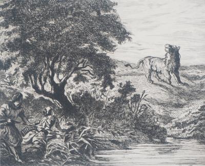 JB Camille COROT (d’après) - Incendie de Sodome - Gravure d’après peinture 2