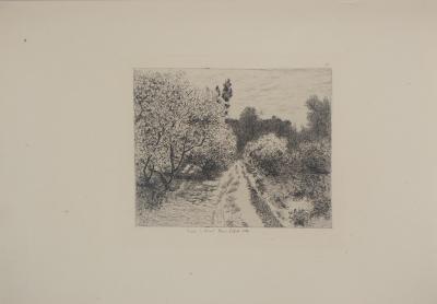 Claude MONET (d’après) - Pommiers en fleur, 1873 - Gravure signée 2