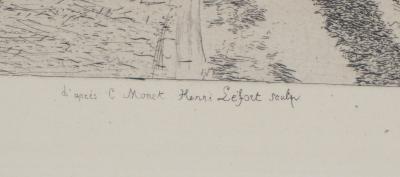 Claude MONET (d’après) - Pommiers en fleur, 1873 - Gravure signée 2