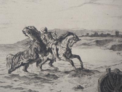 Eugène DELACROIX (d’après) - Chevaux sortant de l’eau, 1873 - Gravure signée 2