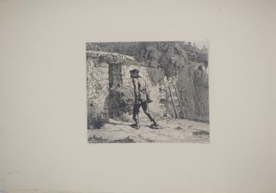 Jean François MILLET (d’après) - Homme à la brouette, 1873 - Gravure, signée 2