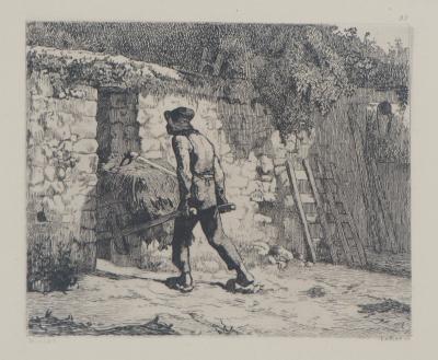 Jean François MILLET (d’après) - Homme à la brouette, 1873 - Gravure, signée 2
