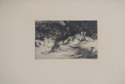 Jean François MILLET (after) - Resting woman, 1873 - Engraving, signed 2