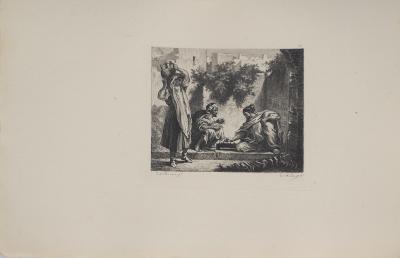 Eugène DELACROIX (d’après) - Joueurs d’échecs, 1873 - Gravure signée 2
