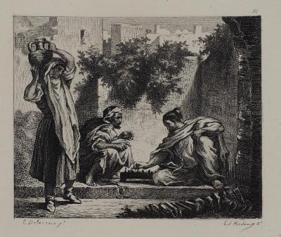 Eugène DELACROIX (d’après) - Joueurs d’échecs, 1873 - Gravure signée 2