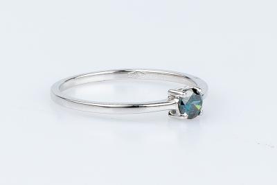 Bague solitaire diamant fancy blue en or blanc 18 carats 2
