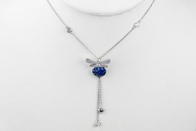 Collier abeille oxydes bleus en argent 925 2