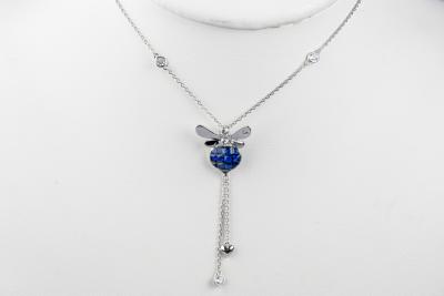Collier abeille oxydes bleus en argent 925 2