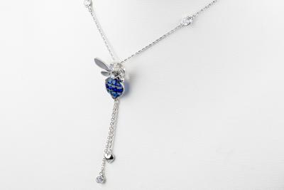 Collier abeille oxydes bleus en argent 925 2