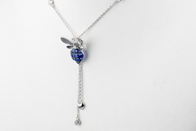 Collier abeille oxydes bleus en argent 925 2