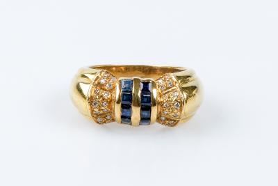 Bague saphir diamant en or jaune 18 carats 2