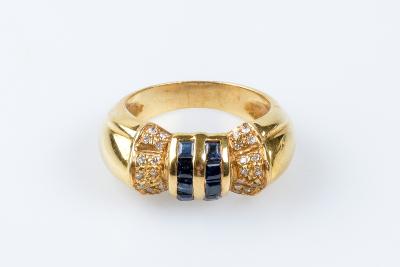 Bague saphir diamant en or jaune 18 carats 2