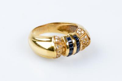 Bague saphir diamant en or jaune 18 carats 2