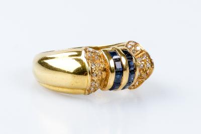 Bague saphir diamant en or jaune 18 carats 2