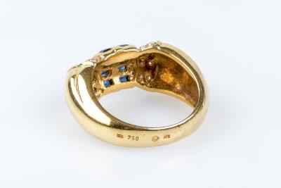 Bague saphir diamant en or jaune 18 carats 2
