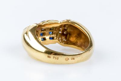 Bague saphir diamant en or jaune 18 carats 2